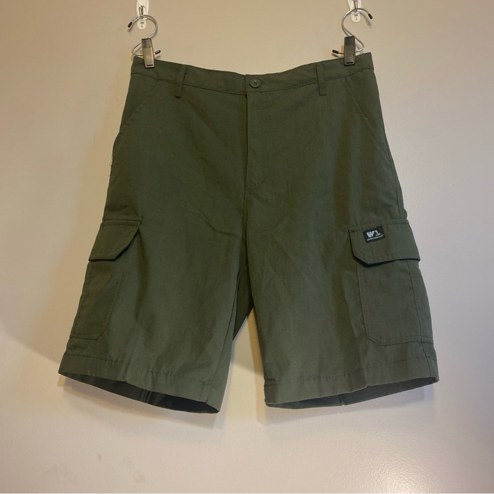 Wells Lamont Shorts Mens 32 Ripstop Cargo Flap Pocket Outdoor Work Uniform Green
